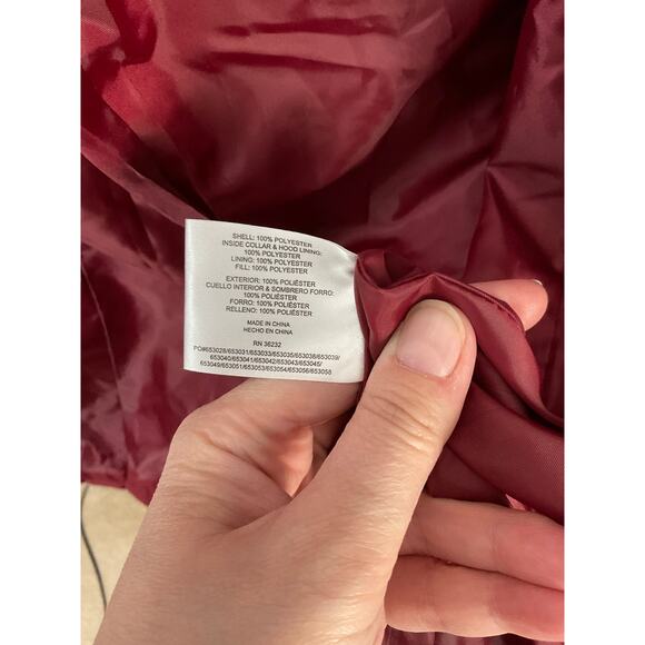 Nordstrom Women's Gallery Hooded Quilted Merlot Jacket Removable Fur Hood Sz S - Picture 8 of 11